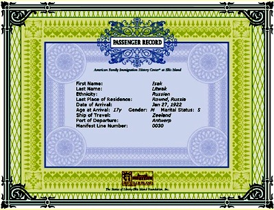 Isadore's passenger record