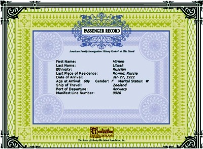 Miriam's passenger record